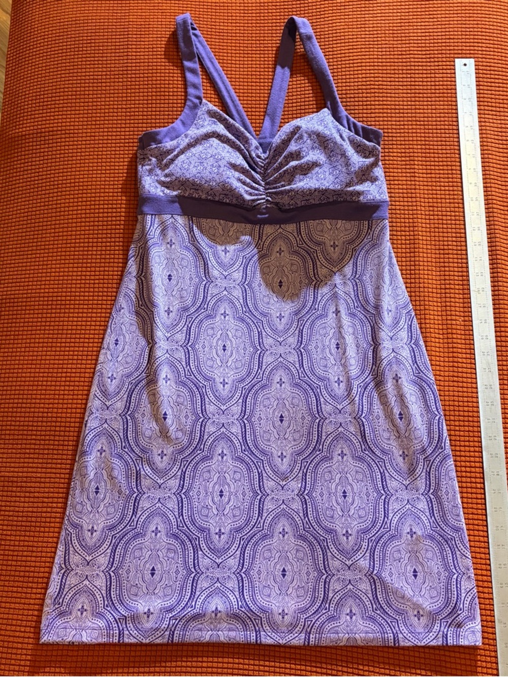 Dakini Lavender Patterned Empire-Waist Casual Dress. Women’s Large L